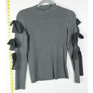 INC International Concepts Gray Sweater w/Sleeve Bows Size PM